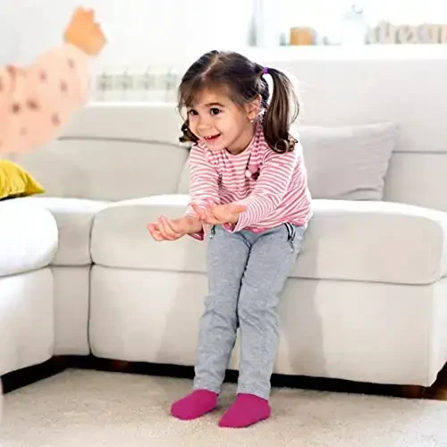 JAKIDAR 12 Pack Baby Toddler Socks Non Slip Grip Cotton Crew Socks for Boys Girls Infants Kids - 5