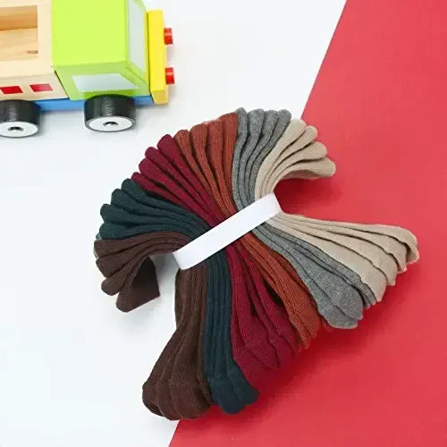 JAKIDAR 12 Pack Baby Toddler Socks Non Slip Grip Cotton Crew Socks for Boys Girls Infants Kids - 5