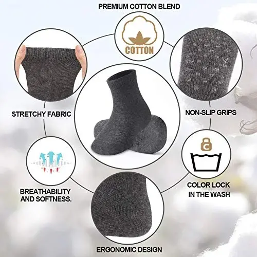 Baby Toddlers Crew Socks with Non-Slip Grip 12 Pack Cotton Stretch Socks | Soft Breathable Cotton, Non-Slip Sole Grips, for Hardwood/Tile Crawling, Walking, Daycare - 2