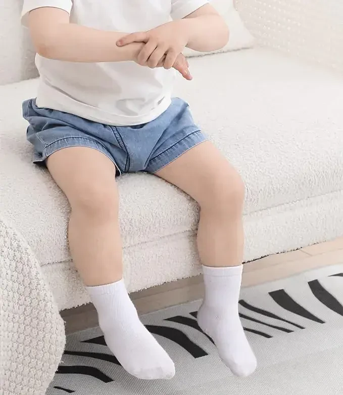 JAKIDAR 12 Pack Baby Toddler Socks Non Slip Grip Cotton Crew Socks for Boys Girls Infants Kids - 5