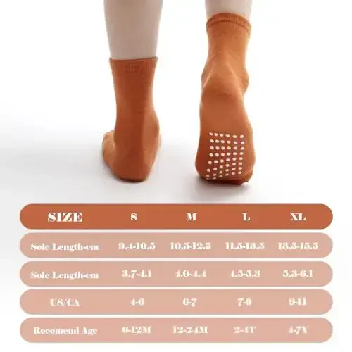 JAKIDAR 12 Pack Baby Toddler Socks Non Slip Grip Cotton Crew Socks for Boys Girls Infants Kids - 4