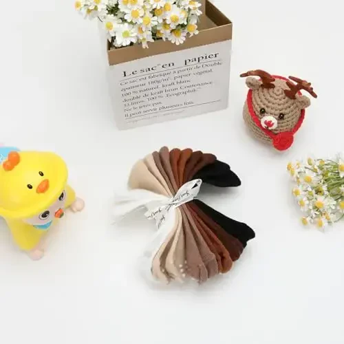 JAKIDAR 12 Pack Baby Toddler Socks Non Slip Grip Cotton Crew Socks for Boys Girls Infants Kids - 3