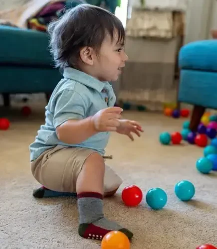 JAKIDAR 12 Pack Baby Toddler Socks Non Slip Grip Cotton Crew Socks for Boys Girls Infants Kids - 3