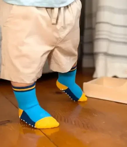 JAKIDAR 12 Pack Baby Toddler Socks Non Slip Grip Cotton Crew Socks for Boys Girls Infants Kids - 4
