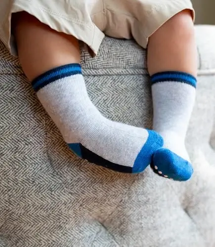 JAKIDAR 12 Pack Baby Toddler Socks Non Slip Grip Cotton Crew Socks for Boys Girls Infants Kids - 1