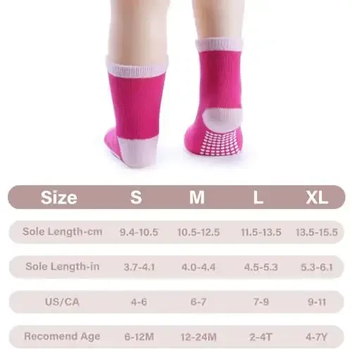 JAKIDAR 12 Pack Baby Toddler Socks Non Slip Grip Cotton Crew Socks for Boys Girls Infants Kids - 5