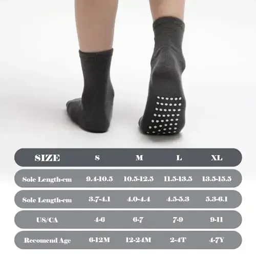 JAKIDAR 12 Pack Baby Toddler Socks Non Slip Grip Cotton Crew Socks for Boys Girls Infants Kids - 3