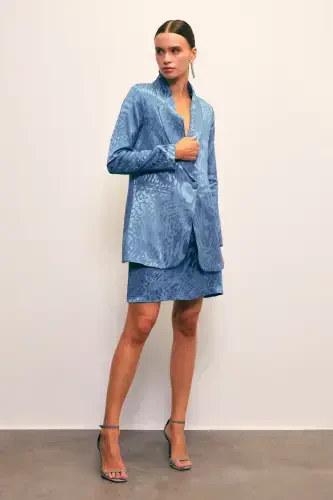 Jakkardli Qo'ng'iroq Yubka - INDIGO - SATEEN (1)