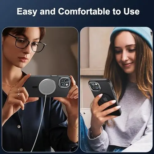 JAME для iPhone 15, чехол для iPhone 15 с 2 защитными пленками [совместим с Magsafe][военная защита] Противоударный тонкий чехол для iPhone 15, черный - 6