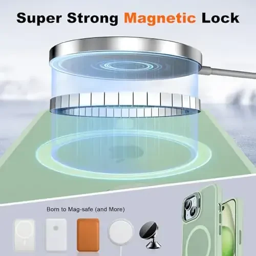 JAME для iPhone 15 с подставкой, 2 защитных стекла, [совместимо с MagSafe], чехол со встроенной подставкой для камеры, магнитный чехол для iPhone 15, 6.1”, зеленый - 5