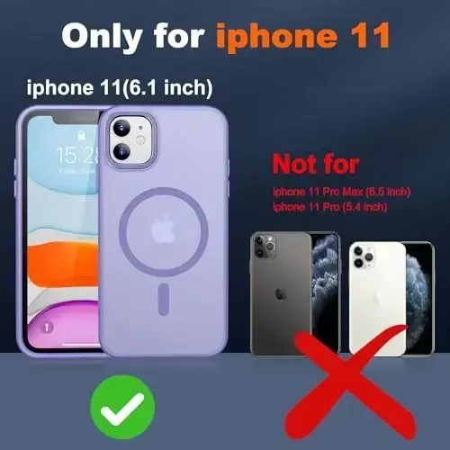 JAME for iPhone 11 Case,with 2 Glass Screen Protectors, [Compatible with Magsafe], [Military-Grade Protection], Shockproof Slim Fit Phone Case for iPhone 11 Cover, Matte Lavender - 2