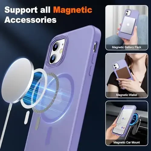 JAME for iPhone 11 Case,with 2 Glass Screen Protectors, [Compatible with Magsafe], [Military-Grade Protection], Shockproof Slim Fit Phone Case for iPhone 11 Cover, Matte Lavender - 3