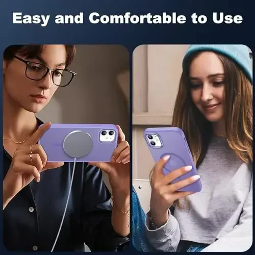 JAME for iPhone 11 Case,with 2 Glass Screen Protectors, [Compatible with Magsafe], [Military-Grade Protection], Shockproof Slim Fit Phone Case for iPhone 11 Cover, Matte Lavender - 6