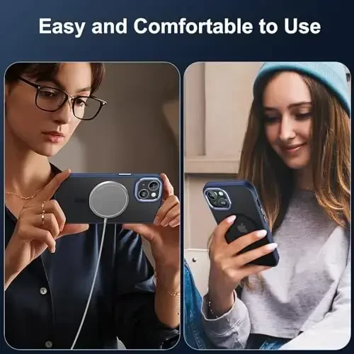 JAME for iPhone 15 Case, iPhone 15 Phone Case with 2 Tempered-Glass Screen Protectors [Compatible with Magsafe][Military-Grade Protection] Shockproof Slim Fit Phone Case for iPhone 15 Case, Blue - 6