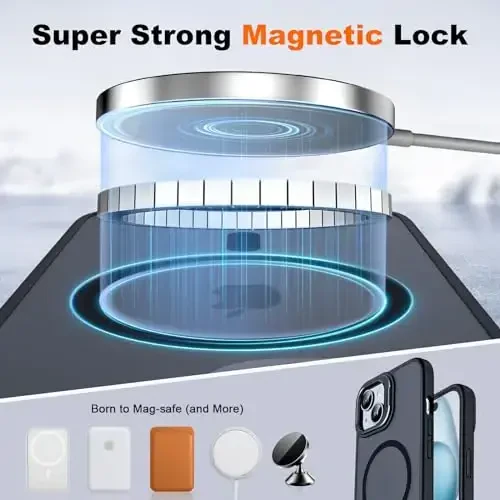 JAME for iPhone 15 Case with Stand, 2X [Tempered Glass Screen Protector], [Compatible with Magnetic], Built-in Camera Kick-Stand Phone Case for iPhone 15, Magnetic Case for iPhone 15, 6.1”, Black - 5