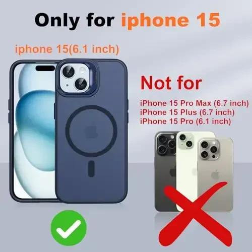 JAME for iPhone 15 Case with Stand, 2X [Tempered Glass Screen Protector][Compatible with Magnetic], Built-in Camera Kick-Stand Phone Cover for iPhone 15, Magnetic Case for iPhone 15 6.1”, Blue - JAME (1)