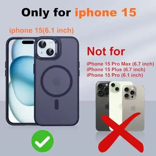 JAME for iPhone 15 Case with Stand, 2X [Tempered Glass Screen Protector][Compatible with Magnetic] Built-in Camera Kickstand Phone Cover for iPhone 15, Magnetic Case for iPhone 15 6.1”, Purple - 2