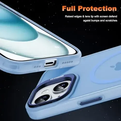 JAME for iPhone 15 Case with Stand, [Compatible with Magsafe] Built-in Camera Kickstand Phone Cover for iPhone 15, Magnetic Case for iPhone 15 6.1”, Sierra Blue - 7