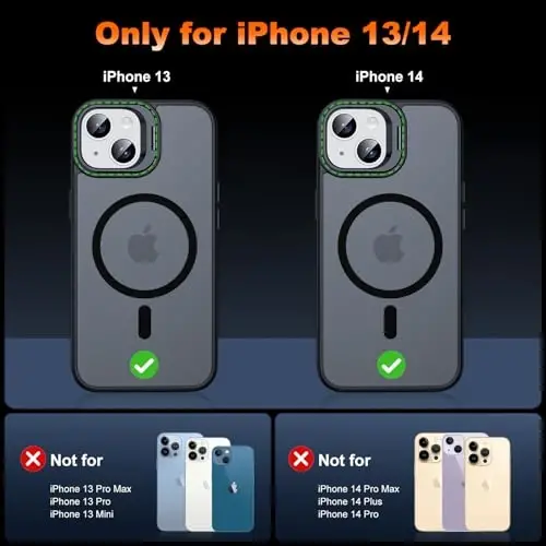 JAME Magnetic for iPhone 13 Case & iPhone 14 Case, [Built-in Lens Ring Stand] [Military-Grade Protection] Slim Translucent Matte Magnetic Phone Case for iPhone 13/iPhone 14 6.1″, Matte Black - JAME (1)