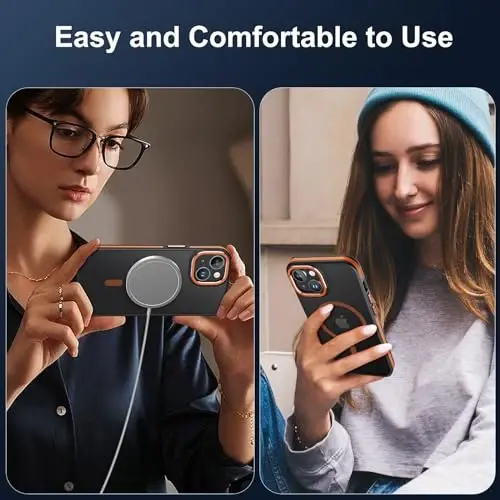 JAME iPhone 15 uchun g'ilof, 2 ta закалённое shisha ekran himoyachisi bilan, [Magsafe bilan mos], [Harbiy darajadagi himoya], зарбага чидамли Slim Fit iPhone 15 uchun телефон g'ilofi, to'q sariq - 6