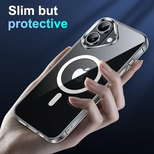 JAME Magnetic for iPhone 16 Case Clear, [Compatible with Magsafe], [Military-Grade Protection], Not Yellowing, Shockproof Transparent Case for iPhone 16, 6.1-inch, Clear - 6
