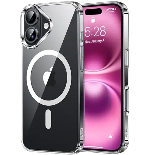JAME Magnetic for iPhone 16 Case Clear, [Compatible with Magsafe], [Military-Grade Protection], Not Yellowing, Shockproof Transparent Case for iPhone 16, 6.1-inch, Clear - 1