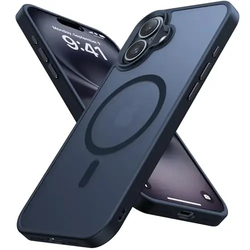 JAME Magnetic for iPhone 16 Case, [Compatible with Magsafe], [Military-Grade Protection], Shockproof Slim Fit Protective Phone Case for iPhone 16, 6.1-inch, Black Translucent 
