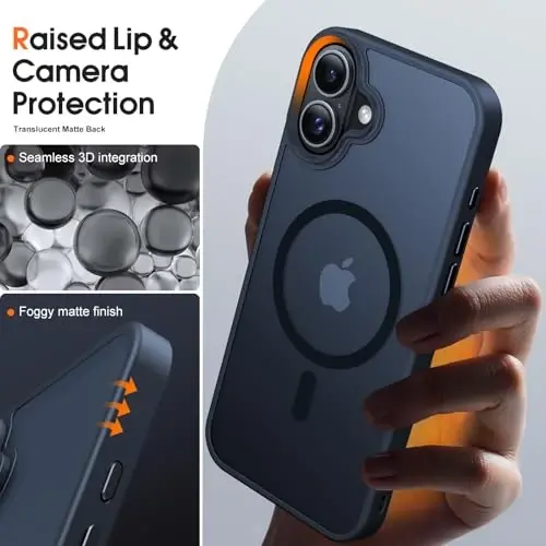 JAME Magnetic for iPhone 16 Case, [Compatible with Magsafe], [Military-Grade Protection], Shockproof Slim Fit Protective Phone Case for iPhone 16, 6.1-inch, Black Translucent - 6