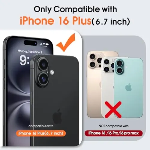 JAME Magnetic for iPhone 16 Plus Case, [Compatible with Magsafe], [Military-Grade Protection], Shockproof Slim Fit Protective Phone Case for iPhone 16 Plus, 6.7-inch, Black Translucent - 2