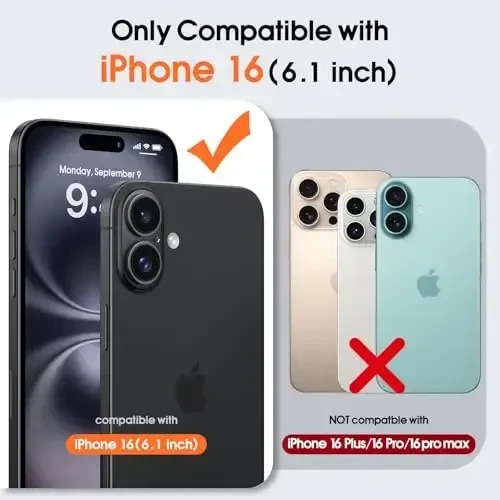 JAME iPhone 16 uchun g'ilof, [Magsafe bilan mos], [Harbiy darajadagi himoya], [Kamera stend himoyasi bilan] zarbaga chidamli ingichka telefon g'ilofi iPhone 16 uchun, 6,1 dyuym, to'q binafsha - 2