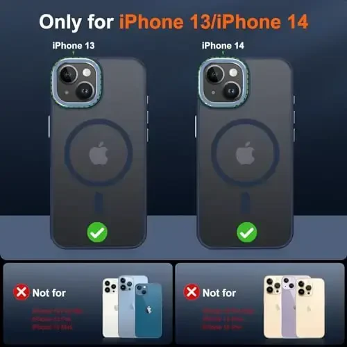 JAME Magnetic for iPhone 13 Case & iPhone 14 Case, [Compatible with Magnetic] [Shockproof Military-Grade Protection] Slim Non-Slip Translucent Matte Phone Case for iPhone 13/iPhone 14 6.1″, Blue - JAME (1)