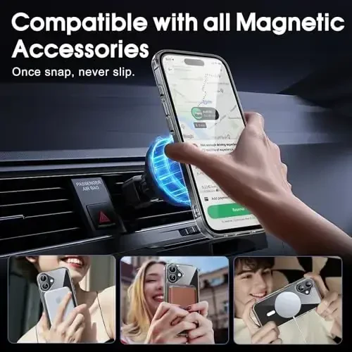 JAME Magnetic for iPhone 16 Case Clear, [Compatible with Magsafe], [Military-Grade Protection], Not Yellowing, Shockproof Transparent Case for iPhone 16, 6.1-inch, Clear - 3