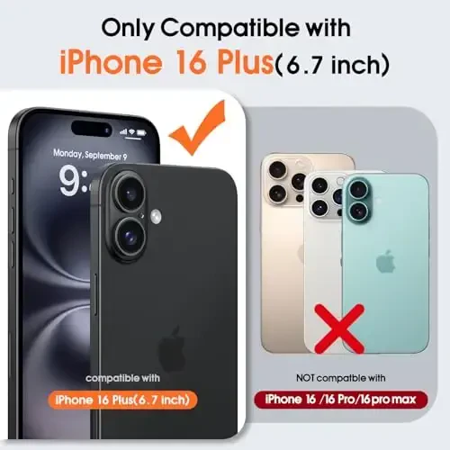 JAME Magnetic for iPhone 16 Plus Case, [Compatible with Magsafe], [Military-Grade Protection], Shockproof Slim Fit Protective Phone Case for iPhone 16 Plus, 6.7-inch, Black Translucent - JAME (1)