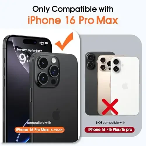 JAME Magnetic for iPhone 16 Pro Max Case, [Compatible with Magsafe], [Military-Grade Protection], Shockproof Slim Fit Protective Phone Case for iPhone 16 Pro Max, 6.9-inch, Black Translucent 