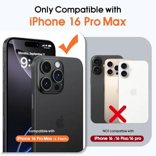 JAME Magnetic for iPhone 16 Pro Max Case, [Compatible with Magsafe], [Military-Grade Protection], Shockproof Slim Fit Protective Phone Case for iPhone 16 Pro Max, 6.9-inch, Black Translucent - 2