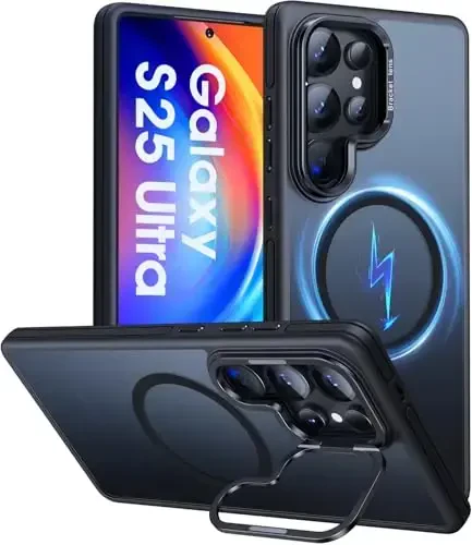 JAME Only for Samsung Galaxy S25 Ultra Case, [Compatible with Magsafe][Built-in Stash Stand][Military-Grade Protection] Protective Shockproof Magnetic Phone Case for Samsung S25 Ultra 6.9-inch, Black 