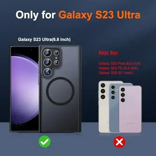 JAME Samsung Galaxy S23 Ultra uchun gʻilof, Magsafe bilan mos, shaffof mato ingichka qopqoq Galaxy S23 Ultra PhoneCase uchun harbiy darajadagi himoya, qora - 2