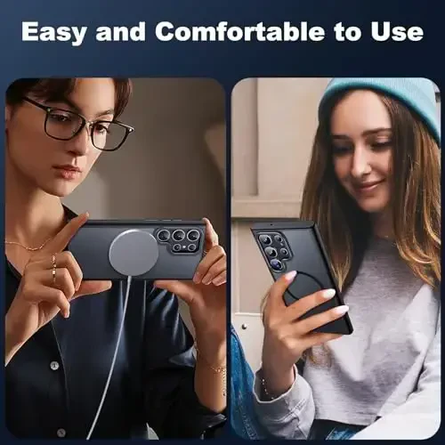 JAME Samsung Galaxy S23 Ultra uchun gʻilof, Magsafe bilan mos, shaffof mato ingichka qopqoq Galaxy S23 Ultra PhoneCase uchun harbiy darajadagi himoya, qora - 6