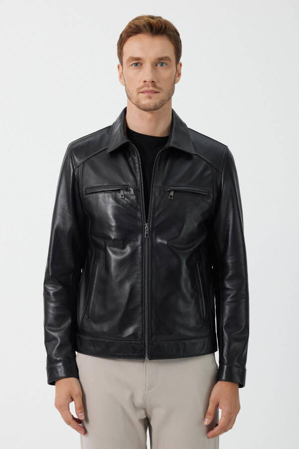 James Black Leather Jacket - 1