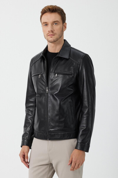 James Black Leather Jacket - 2