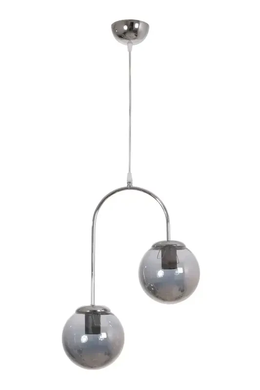 Janin Modern Osma Chiroq Xrom Rangli Korpus Tutunli Shisha Mehmonxona - Oshxona - Yotoq Xonasi 2 Ta Lyustra-Xrom Tutun - 1