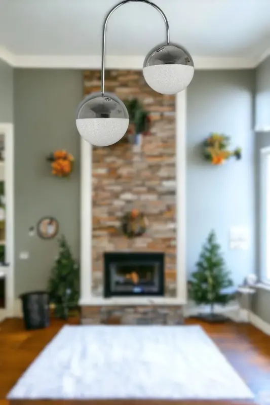 Janin Modern Osma Chiroqli Krom Rangli Korpus Salon - Oshxona - Yotoq Xonasi Led 2 Talik Lyustra-KromLed - 3