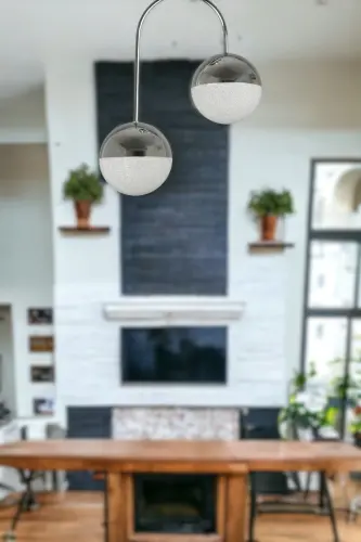 Janin Modern Osma Chiroqli Krom Rangli Korpus Salon - Oshxona - Yotoq Xonasi Led 2 Talik Lyustra-KromLed - 4