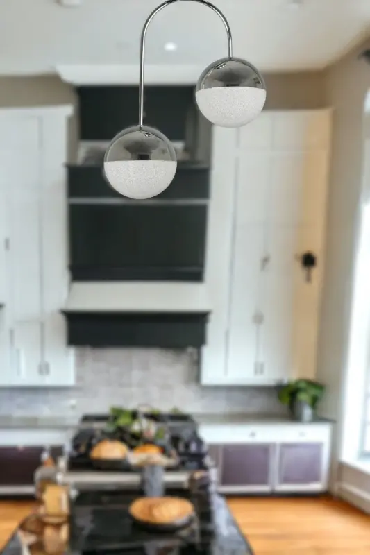 Janin Modern Pendant Chrome Color Body Living Room - Kitchen - Bedroom Led 2-Piece Chandelier-ChromeLed - 5