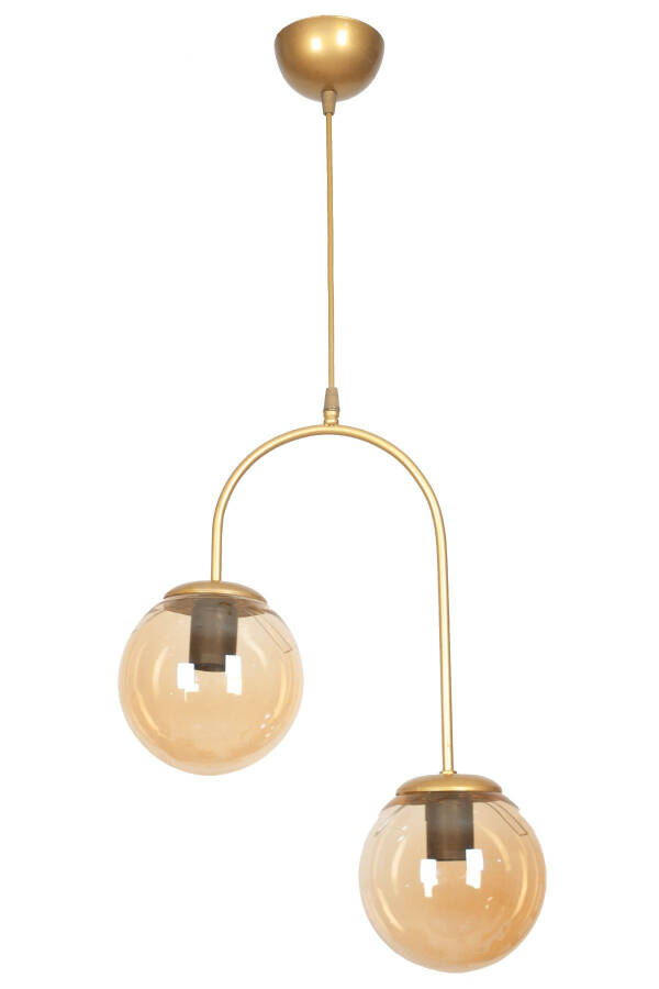 Janin Modern Pendant Light Antique Color Body Honey Glass Living Room - Kitchen - Bedroom 2 Piece Chandelier - 5