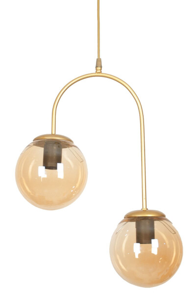 Janin Modern Pendant Light Antique Color Body Honey Glass Living Room - Kitchen - Bedroom 2 Piece Chandelier - 6