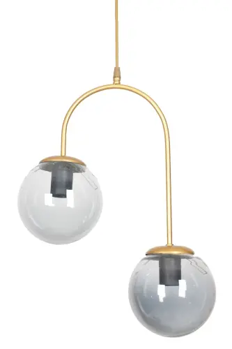Janin Modern Sarkıt Eskitme Renk Gövde Füme Cam Salon - Mutfak - Yatak Odası 2 Li Avize-Gold Füme - 3