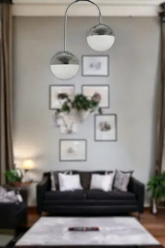 Janin Modern Sarkıt Krom Renk Gövde Salon - Mutfak - Yatak Odası Led 2'li Avize-KromLed - 1