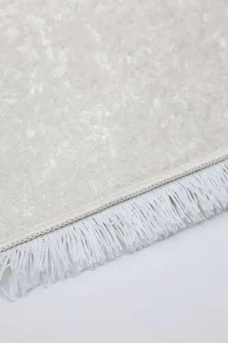 Janjanlı Halı Açık Krem Salon Koridor Antre Mutfak Halısı Silinebilir Saçaklı - 3