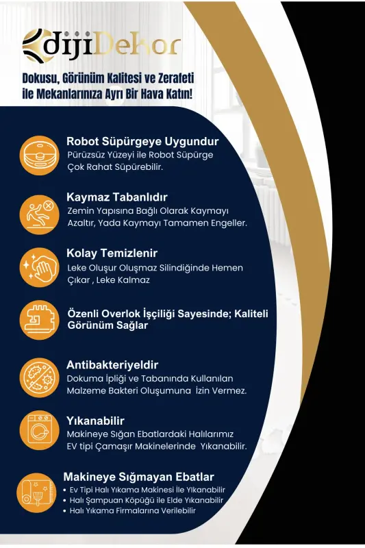 Janjanlı Yuvarlak Halı Açık Krem Salon Koridor Antre Mutfak Halısı Silinebilir-JANJANLI - 7